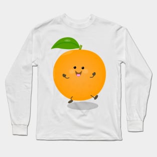 Cute dancing orange citrus fruit Long Sleeve T-Shirt